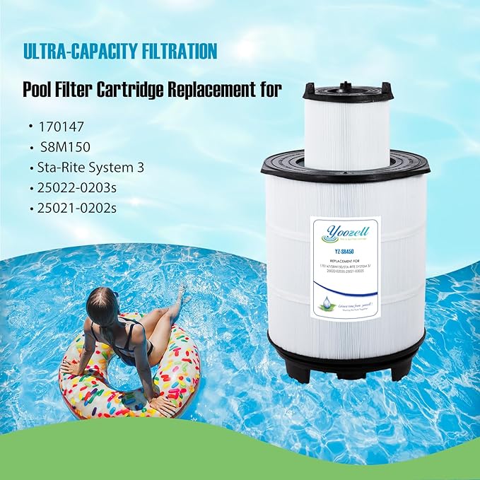 Pool Filter S8M150 Sta-Rate System 3 170147 Pentair Modular Media 450 25022-0203s-25021-0202s Inner and Outer Cartridge Replacement Kit (Black)