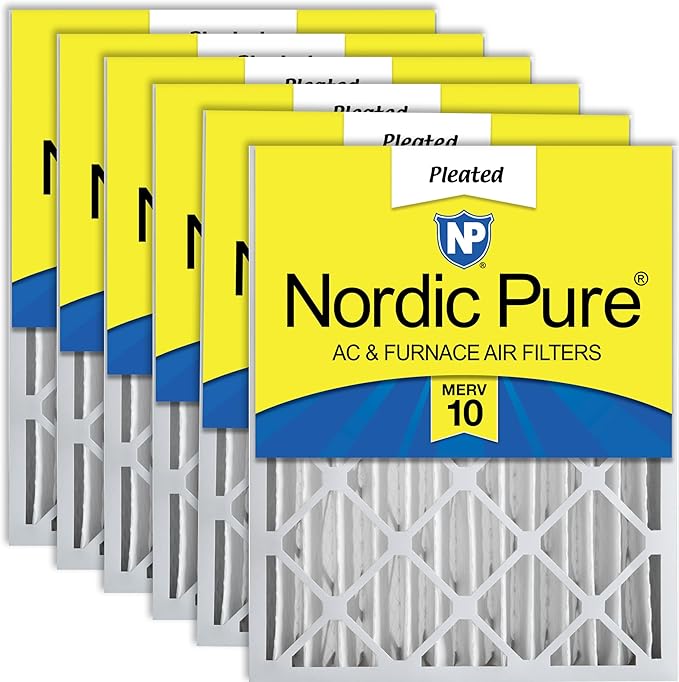 Nordic Pure 20x20x4 (Actual Size: 19 1/2 x 19 1/2 x 3 5/8) Pleated MERV 10 Air Filters 6 Pack