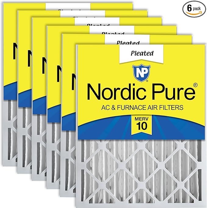 Nordic Pure 16x25x4 (Actual Size: 15 1/2 x 24 1/2 x 3 5/8) Pleated MERV 10 Air Filters 6 Pack