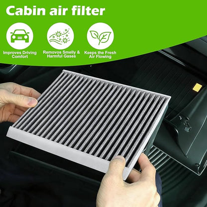 Engine & Cabin Air Filter Kit for Toyota RAV4 Hybrid (2019-2025), Camry Hybrid (2018-2025), Highlander Hybrid (2020-2025), Sienna & Venza (2021-2025)–Replaces 17801-77050 & 87139-0E040
