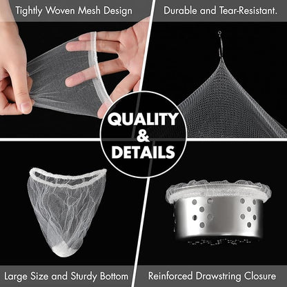 400 Pack Kitchen Sink Strainer Mesh Bag, Anti-Clogging Disposable Sink Drain Covers, Kitchen Essentials Sink Filter Nets, Fits Most Sink Strainers (4.0 x 4.0 Inch)