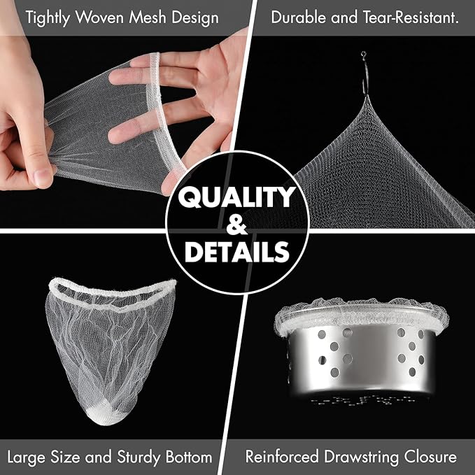200 Pack Kitchen Sink Strainer Mesh Bag, Anti-Clogging Disposable Sink Drain Covers, Kitchen Essentials Sink Filter Nets, Fits Most Sink Strainers (4.0 x 4.0 Inch)