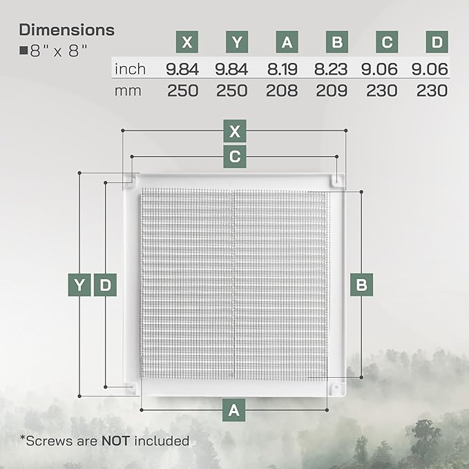 Vent Systems 10'' x 10'' Inch White Soffit Vent Cover - Pack of 100 - Flat Square Air Vent Louver - Grille Cover - Built-in Insect Screen - HVAC Vents for Bathroom, Home Office, Kitchen 10x10 Inch