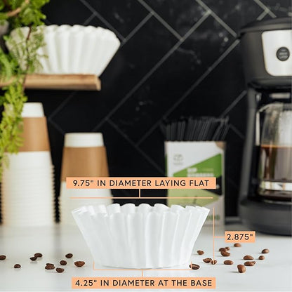 Tupkee 12-Cup Large Coffee Filters - 9.75” x 4.25” - 1000 Count - Tall Walled to Prevent Ground Overflow - Compatible with Bunn 12 Cup Commercial Coffee Maker & Large Home Machines - Made in the USA