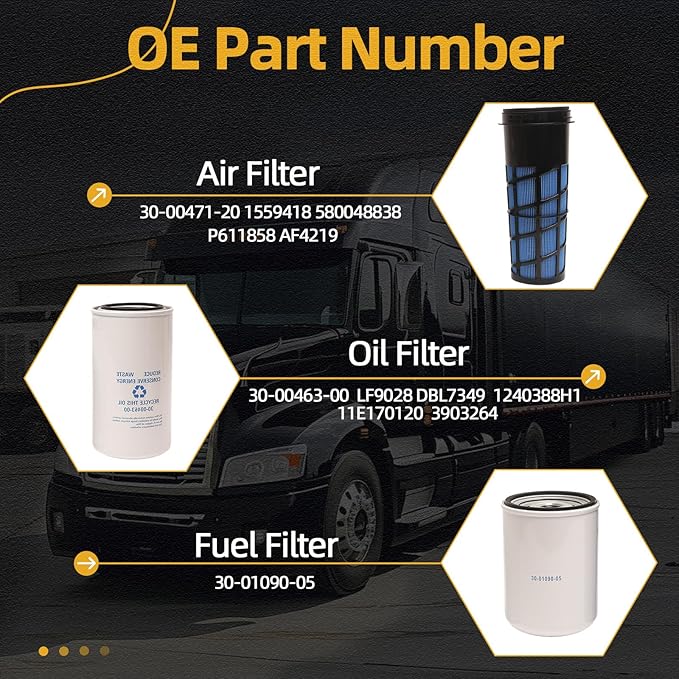1 Set Filter Maintenance Service Kit including 30-00471-20 & 30-01090-05 & 30-00463-00 air & fuel & oil Filter, Fits for Carrier Reefer 7300 & 7500#OE 1559418 580048838 P611858 AF4219 LF9028 DBL7349