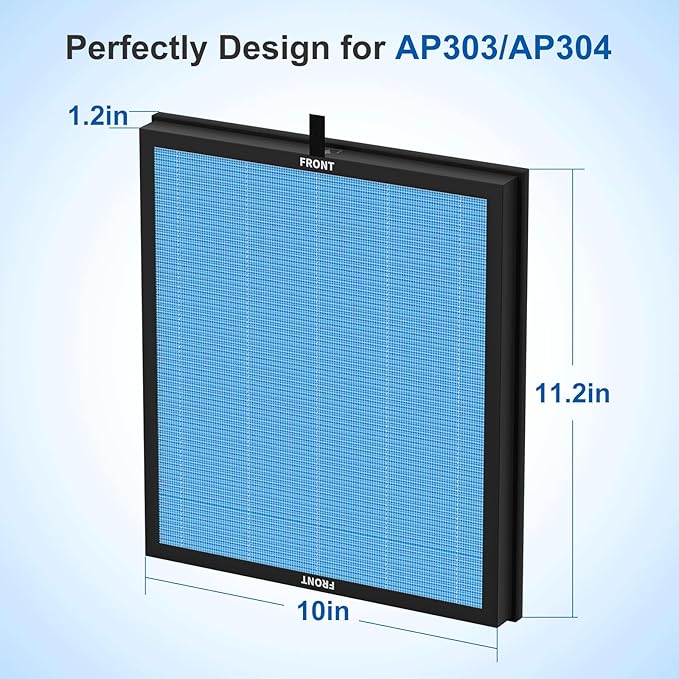 AP303 AP304 Replacement Filters, Compatible with DAYETTE AP303/304 Air Puri-fier, and for FRESHDEW AP303 AP304 Puri-fier,2 Pack Filters with 3 Stage Filtration