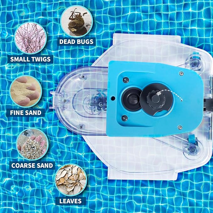Cordless Pool Leaf Vacuum Cleaner with Dual Filter Bags for Above Ground & Inground Pools – Heavy Duty Swimming Pool Vacuum, 24GPM Strong Suction for Easy Leaf & Debris Removal