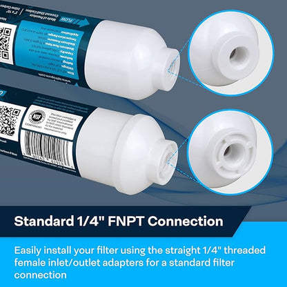 SpiroPure Inline Filter NSF Coconut Shell Granular Carbon Water Filter with 1/4" FNPT, 2" x 10" (1 Pack)