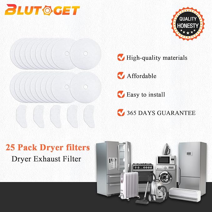 25PCS Cloth Dryer Exhaust Filter for Panda by Blutoget - Universal Dryer Lint Filter Cloth-Compatible for Panda Magic Chef Avant Sonya Dryer-20 Exhaust & 5 Air Intake Filter