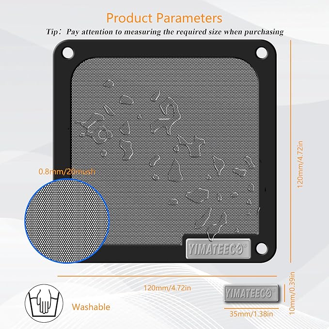 120mm Dust Filter PC for Computer Cooler Fan/PSU/Routers PVC 50 Mesh, Computer Fan Filter Grills Magnetic with Screws Dustproof Case Cover (PVC V4.0, 120 * 120mm, 2pcs, Black)