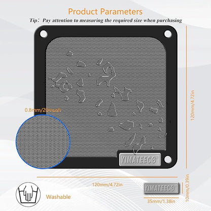 120mm Dust Filter PC for Computer Cooler Fan/PSU/Routers PVC 50 Mesh, Computer Fan Filter Grills Magnetic with Screws Dustproof Case Cover (PVC V4.0, 120 * 120mm, 2pcs, Black)