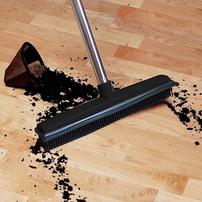 Multifunctional Broom, Telescopic Carpet Rake Rubber Pp 12.6in Brush Easy Wash Floor Carpet Broom for Pet Hair Dust Removal Tile Window Cleaner (Black)