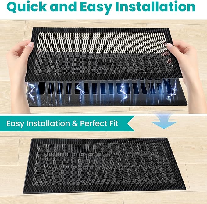 Efforest Floor Vent Covers Magnetic - 6 Pack Air Filters Mesh Screen Dust Filter Register Deflectors for Home HVAC AC Grilles & RV - Strong Hold Washable (5.5x14 Inch)