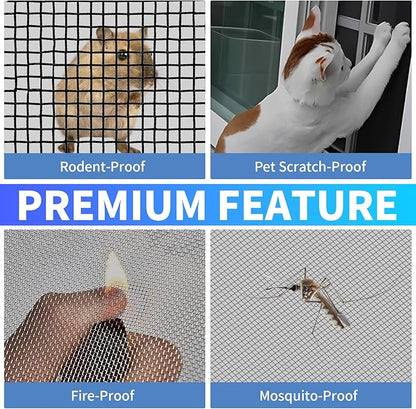 304 Stainless Steel Mesh, 47in x 10ft, 22 Mesh, Sturdy Metal Screen Roll for Window, Door, Air Vents, Filter, Cage, Garden, Patio, Pet (Black, 47inch x 10 feet)