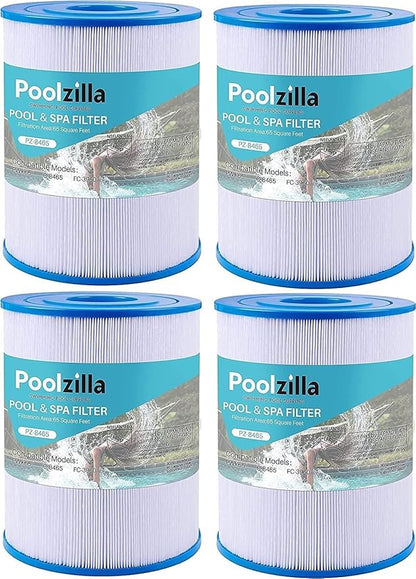 Poolzilla 4-Pack Spa Filter Cartridge Replacement for Watkins 31114, Unicel C-8465, Pleatco PWK65, Filbur FC-3960, 71827, 71828, Tiger River Caspian, Bengal, Sumatran, Caldera 76136 | Spa Filtration