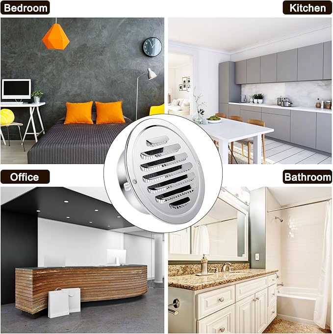 Zonon 24 Pcs Stainless Steel Soffit Vents 4 Inch Round Dryer Vent Cover with Mesh Screen for Home Outdoor Bathroom Wall Ceiling Outside Exterior Exhaust (Silver)
