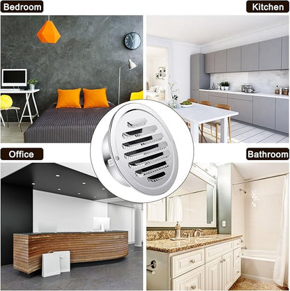 Zonon 24 Pcs Stainless Steel Soffit Vents 4 Inch Round Dryer Vent Cover with Mesh Screen for Home Outdoor Bathroom Wall Ceiling Outside Exterior Exhaust (Silver)
