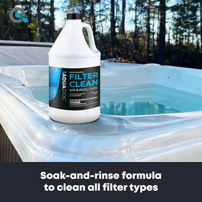 AquaDoc Spa & Hot Tub Filter Cleaner Soak - 64oz - Pool Filter Cleaner & Cartridge Cleaning Solution - Made in USA