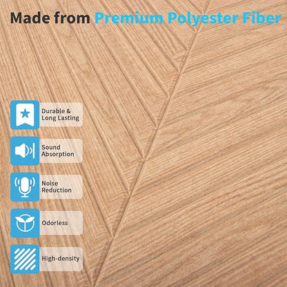 Art3d 6-Pack Self-Adhesive Acoustic Wall Panels for Home Décor, 24 x 24 Inch Soundproofing Panels for Office Studio Bedroom - High Noise Absorption Polyester Fiber, Wood Grain Airbrush