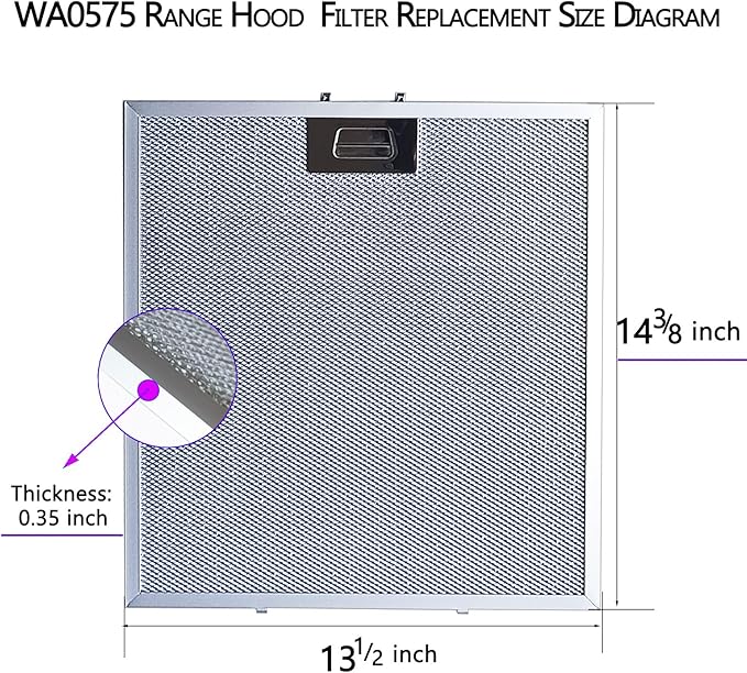 2-Pack Upgraded WA0575 Range Hood Filters Replacement With Stainless Latch 5-Layer Aluminum Mesh Fit for Vissani 30-inch Pyramid or WA0575 Wall Mount Range Hood Grease Filter by Size 14 3/8"x13 1/2"