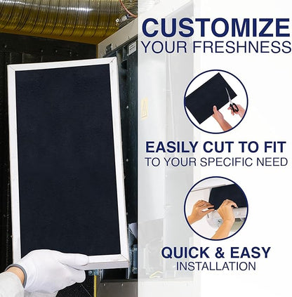 Cut To Fit Air Filter - Carbon Pad Pre Filter for Air Purifiers, AC, Furnace, Trash Cans and Dust, 1/6" thick, 16" x 48" Sheets (2-pack)