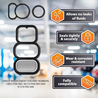 Head Cylinder Solenoid Valve Gasket Replacement for Honda/Acura Accord Isight CL 1994-2006 - VTEC Filter Spool Valve 1.0L 2.2L 2.3L - Set of 15825-P0A-005 36172-P0A-005 91319-PR3-000 by AUTOMAJOR