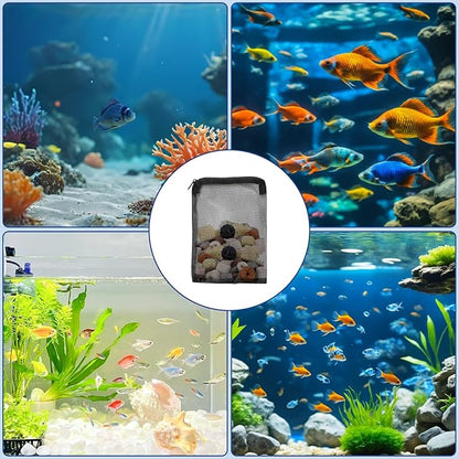 16 Pcs Aquarium Filter Media Bags with Plastic Zipper, Fish Tank Fine Mesh Bags for Activated Charcoal Aquarium, Reusable Aquarium Accessories for Carbon Bio Balls, Ceramic Rings(6in×8in and 4in×6in)