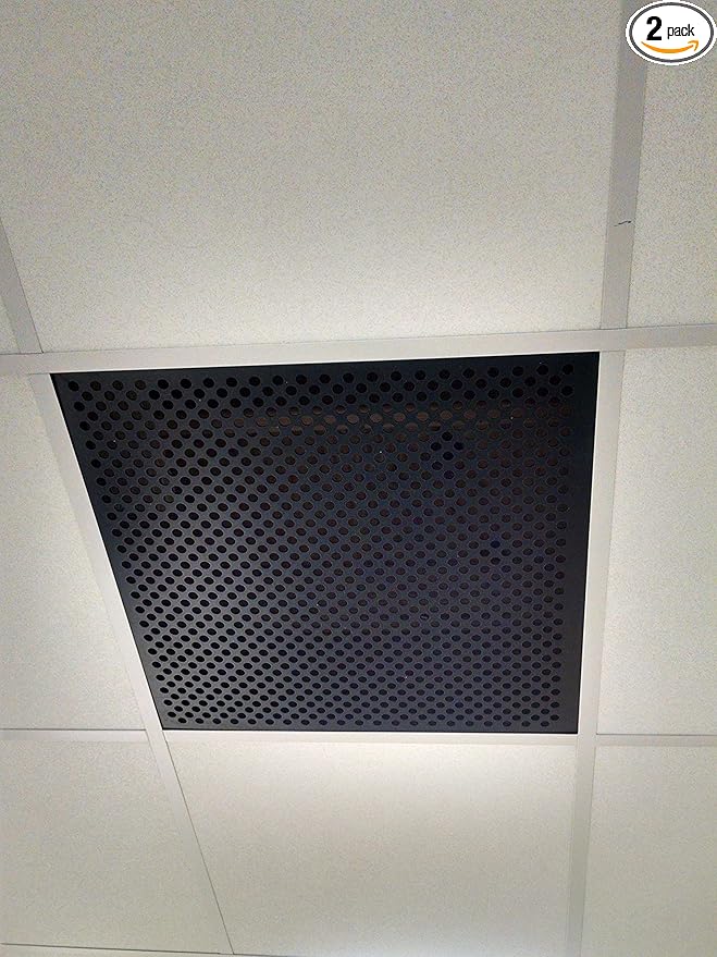 2'x2' Black Plastic Perforated Tile, 2 Pack with 1/2" Holes