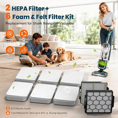 Filter Replacement for Shark Pet ZU102 ZU100 Pet Plus NV250 NV251 NV255 Pet Pro ZU60 ZU62 Swivel Pro NV150 NV151 ZU51 CU50WM Navigator Rotator Upright Vacuum, Replaces Part # 1238FT60 1239FT60