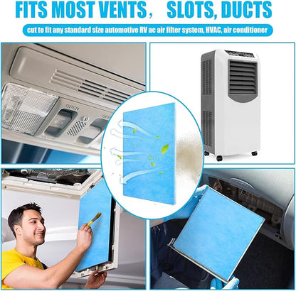 Frienda 12 x 91 Inch Merv 8 Reusable Air Vent Filter Cut to Size Electrostatic Floor Vent Filter Washable Replacement Compatible with Most Air Conditioning Furnace HVAC