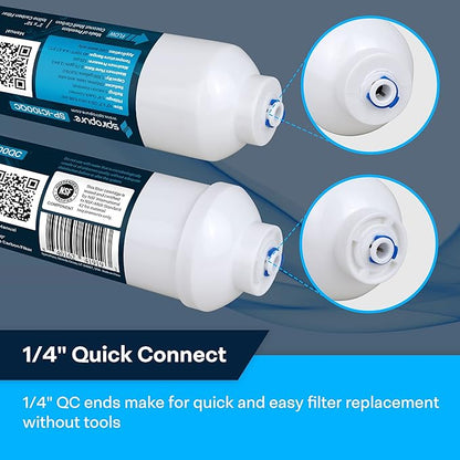 SpiroPure Inline Filter NSF Coconut Shell Granular Carbon Water Filter with 1/4" Quick-Connect, 2" x 10" (Case of 25)