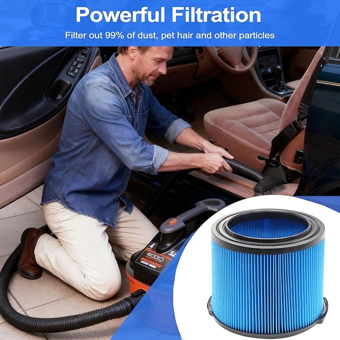 2 Pack Replacement for VF3500 Ridgid Shop Vac Filters 4 Gallon, 3-Layer Wet/Dry Filters Compatible with Ridgid 3-4.5 Gallon Vacuum Cleaner