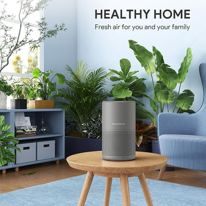 FULMINARE Air Purifiers for Bedroom H13 True HEPA Air Filter, Quiet Air Cleaner With Night Light, Portable Small Air Purifier for Home, Office, Living Room (Gray)