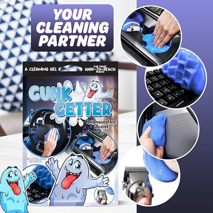 Cleaning Gel for Those Hard to Reach Places, Automotive Cup Holder Electronic Keyboard Office, Slime Gel Cleaner Dust Crumb Removal (Diamond Ice, 12 Pack)