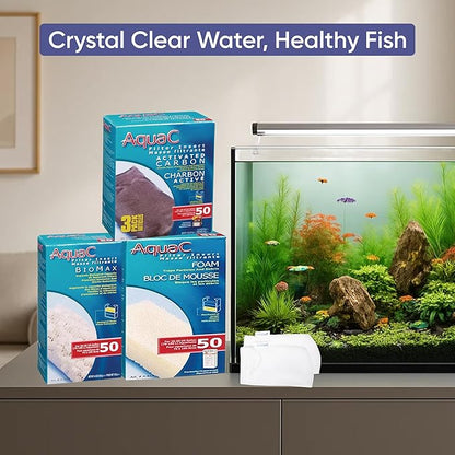 AquaClear 50 HOB Maintenance & Replacement Filter Media Kit, Including Gokul Brands Mesh Bags(AquaClear Activated Carbon, BioMax Media, Filter Foam Insert)