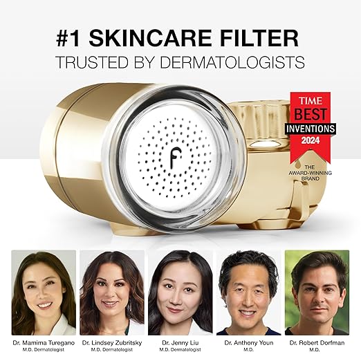 Filterbaby Skincare Filter 2.0, Bathroom Sink Filter Faucet for Men and Women’s Skin Care, 99.9% Chlorine Removal – 0.000001 mm Carbon Fiber, Clinically Tested, Skin Hydration in 2 Weeks (Shiny Gold)