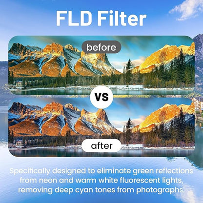 37mm Multi-Coated Lens Filter Kit (UV-CPL-FLD), 3 Pcs UV Protection + Circular Polarizing + Fluorescent Filter with Travel Storage Case for DSLR Mirrorless Cameras
