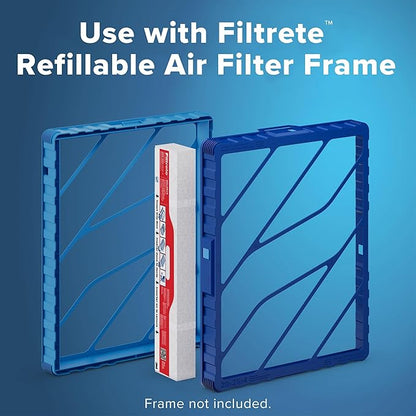Filtrete 20x25x4 Refillable Air Filter replacement, MPR 1000, MERV 11, Allergen Defense, 2 Pack, use with reusable air filter frame of Filtrete Refillable Air Filter Kit 20x25x4, for HVAC, Furnace, AC
