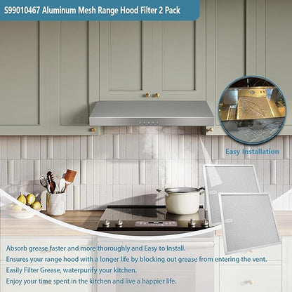 S99010467 Range Hood Filter 11.5" x 11.5" Replacement For Broan range hood BXT1 & Nutone AR1 series Kitchen Exhaust Fan Stove Hood Vent Filter Replaces S99010467 99010467 2 Pack