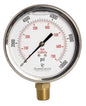4" Oil Filled Pressure Gauge - Stainless Steel Case, Brass, 1/2" NPT, Lower Mount Connection, 0-10,000PSI