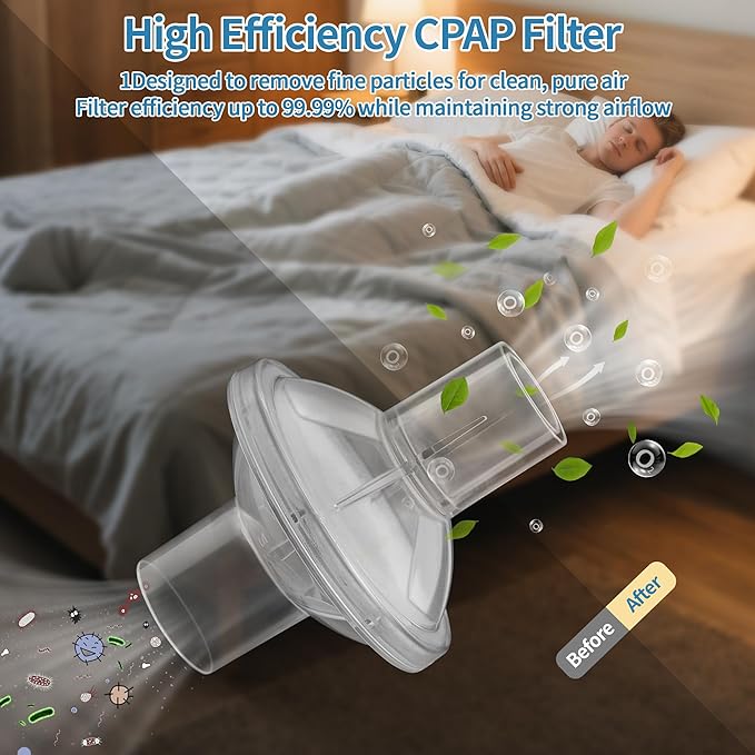 CPAP Filters - 3 PCS Universal CPAP Inline Filter for CPAP and BiPAP Machines Compatible with ResMed AirSense 10/11, CPAP Bacteria Filter for All 22mm & 25mm Tubing, CPAP Supplies