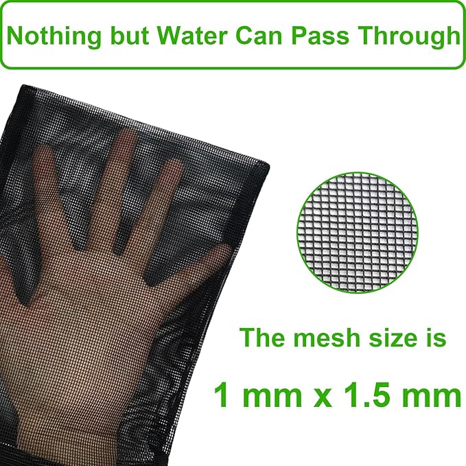 10 Pcs 3" x 8" Aquarium Filter Media Bags, Fish Tank Media Mesh Filter Net Bags for Activated Carbon, Ceramic Rings, Small Aquarium Ceramics Pouch Reusable Bags with Zipper, Black.