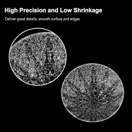 Clear Pro 3D Printer Resin, Glass-Like Ultra High Transparency, Non-Yellowing & Non-Brittle, High Precision 405nm UV Curing Resin for LCD/DLP 3D Printing (Clear, 1000g)