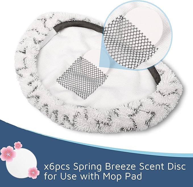 Flammi 4 Scrub+2 Soft Steam Mop Replacement Pad & 6 Scent Discs for Bissell Powerfresh Steam Mop 1940 1806 1440 1544 Series, Model 2685A 2075A 19402 19404 19408 1940A 1940Q 1940T 1940W, Part# 5938