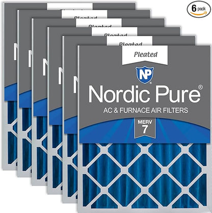 Nordic Pure 16x24x4 (Actual Size: 15 3/8 x 23 3/8 x 3 5/8) Pleated MERV 7 Air Filters 6 Pack