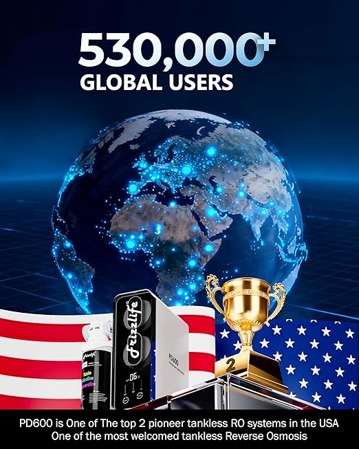 Frizzlife Reverse Osmosis Water Filter - Alkaline Mineral pH+, NSF/ASNI 58&53&42&372 Standard, 600GPD Tankless RO Reverse Osmosis System, Under Sink, 2:1 Pure to Drain, Reduce FPAS/PFOA, PD600-TAM3