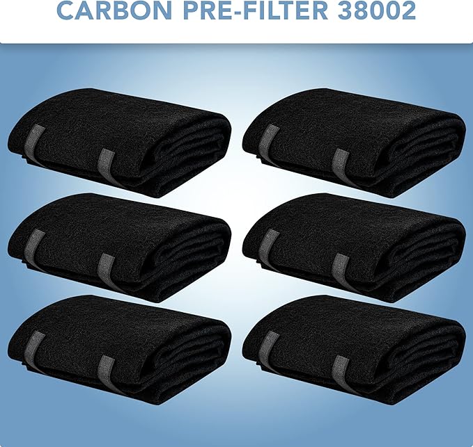 CFS – Pack of 6, Premium Cut-to-Fit Activated Carbon Pre-Filter Pad Compatible with 38002 Models – Fresh & Filtered Air for Indoor and Home – Charcoal Air Filter Sheet – 16" x 48" – Black