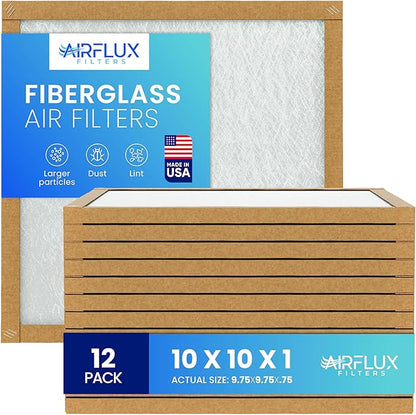 Fiberglass Air Filter -10x10x1Air Filter 12 Pack - Non Pleated 10"x10"x1", AC Filters for Home, Fiberglass, HVAC filters, Heater, Furnace Catcher for Dust - 1 YEAR SUPPLY