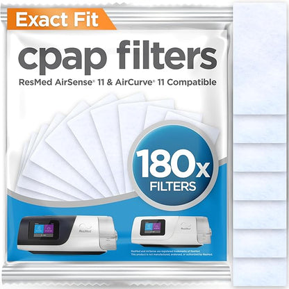 resplabs CPAP Filters Compatible with The ResMed AirSense 11 CPAP Machine, Standard Disposable Filter Replacements - 180 Pack