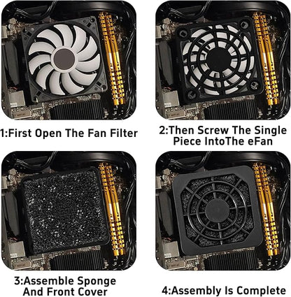 8Pcs 40mm Cooling Fan Filter, Plastic Dustproof Mesh Cover for PC Computer Case, Effective Dust Protection, Easy Installation, Reusable Filter Grill Black